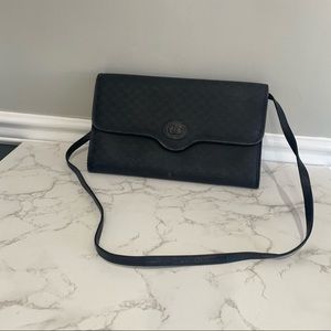 Gucci Vintage Black GG Canvas Crossbody Shoulder Bag